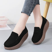 Women's Suede Platform Loafers - Slip-on Flats | OWNLUXE