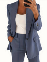 Load image into Gallery viewer, ✨ Women&#39;s 2-Piece Office Set – Chic Blazer &amp; Trousers | Ensemble 2 pièces femme – Blazer chic et pantalon
