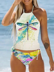 Drawstring Halter Bathing Tankini Set | OWNLUXE