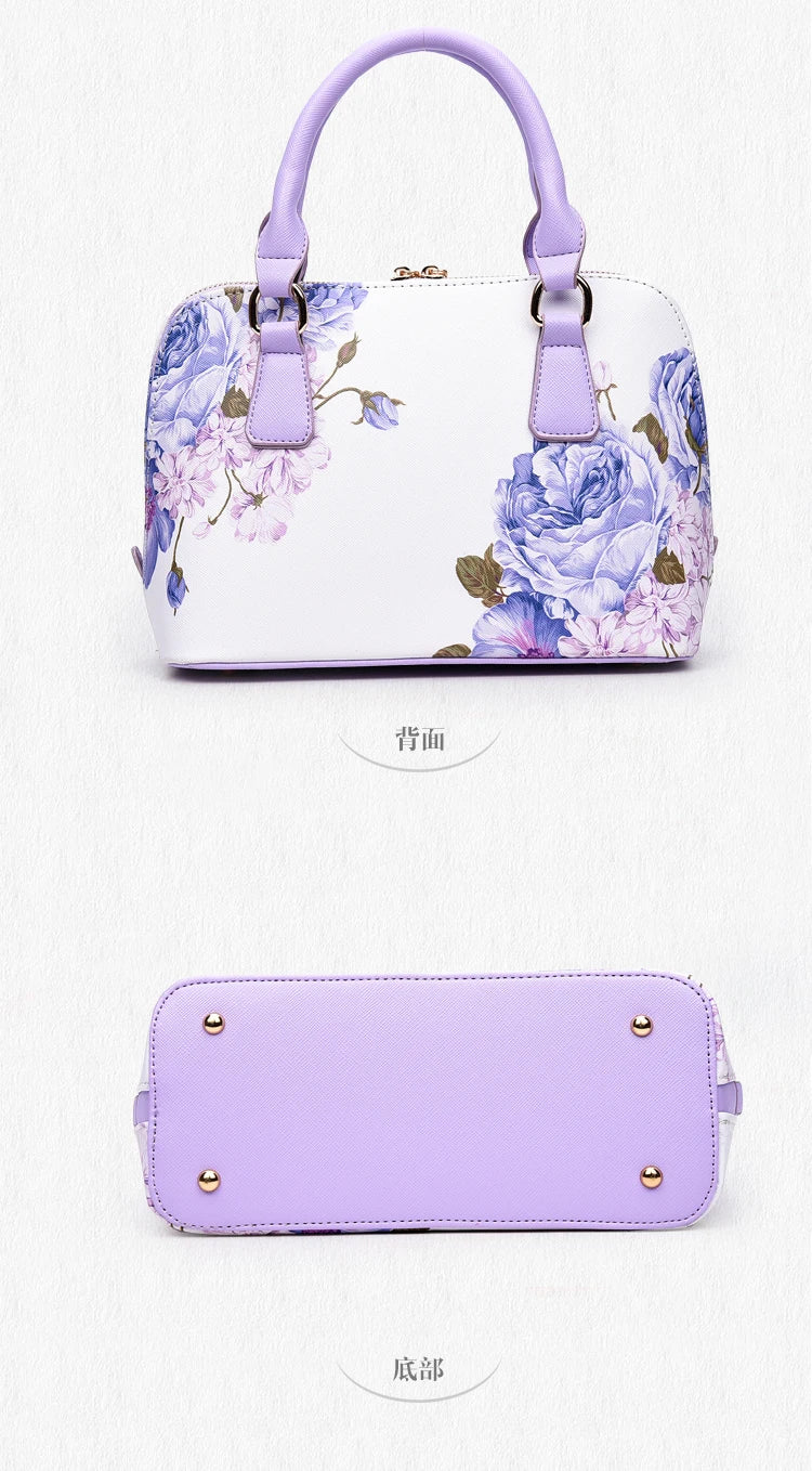 Fashion Elegant Shell Bag – Women's Flower Printing Tote Shoulder Crossbody
