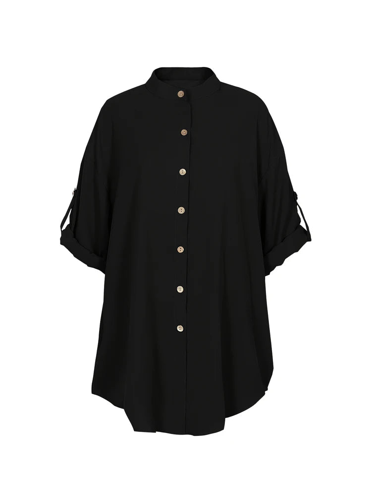 Colour V-Neck Extended-Size Blouse | OWNLUXE