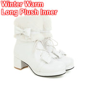 Vintage Lolita Ankle Boots – Warm Plush Lined Women's Style