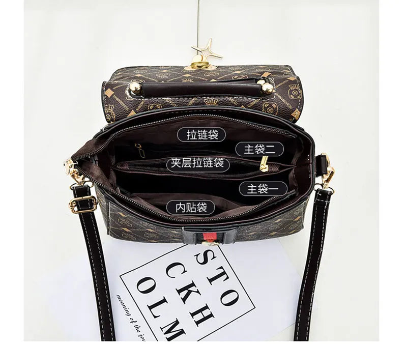 Luxury Designer Shoulder Bag - Printed Monogram Tote