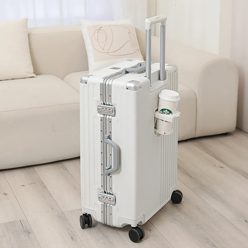 Carry On Luggage with Cup, Phone Holder and USB – Hard Shell Spinner Suitcase