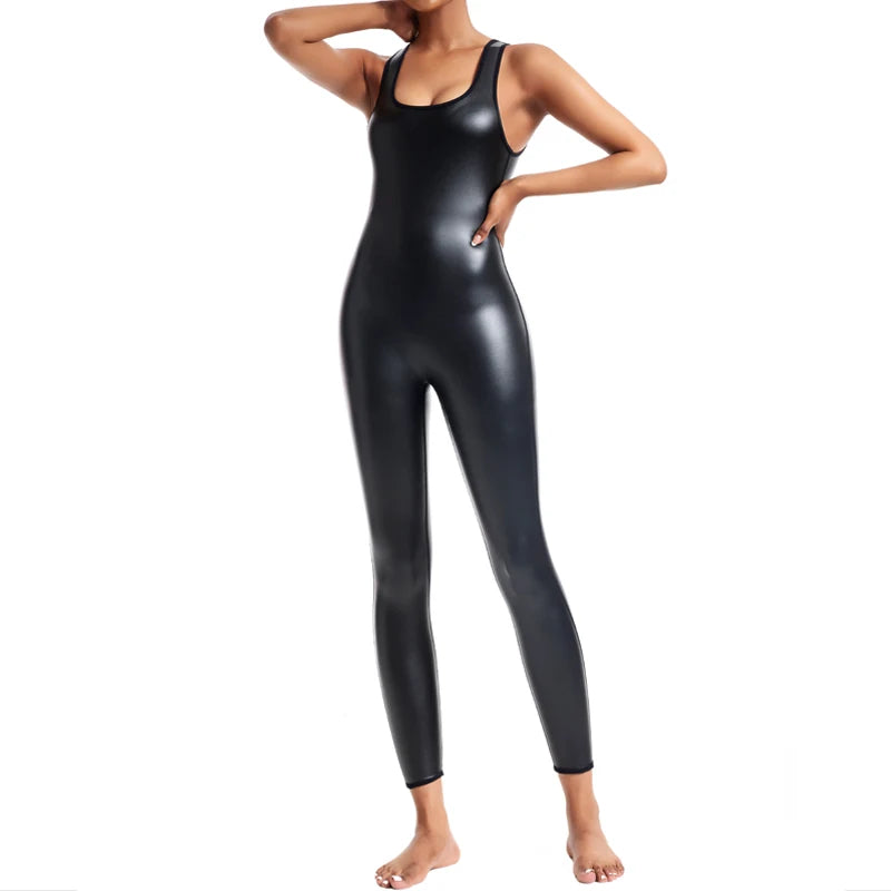 Faux Leather Wire-Free Bodysuit Shaper | OWNLUXE