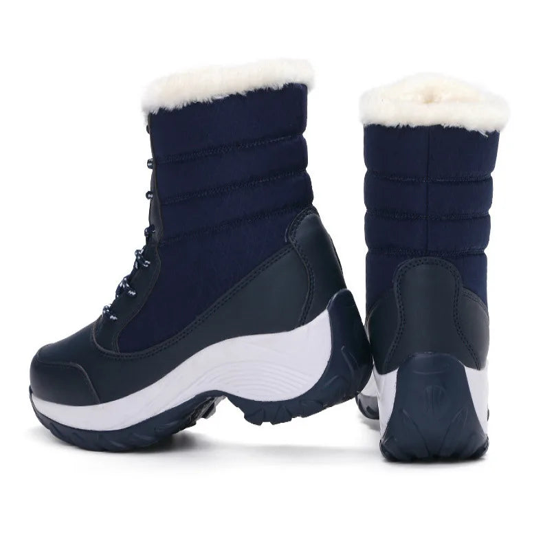 Chic Mid-Calf Winter Platform Boots with Plush Lining