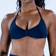With Logo DF Women Seamless Halter Sports Bra Deep V | OWNLUXE