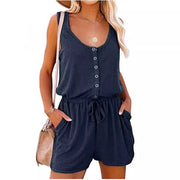 High-Waist Drawstring Sleeveless Relaxed-Fit Jumpsuit | OWNLUXE