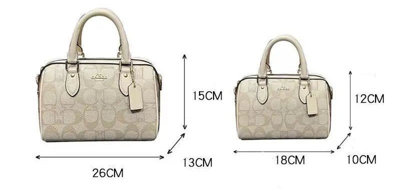 Genuine Leather Boston Bag Women Luxury Designer Handbag