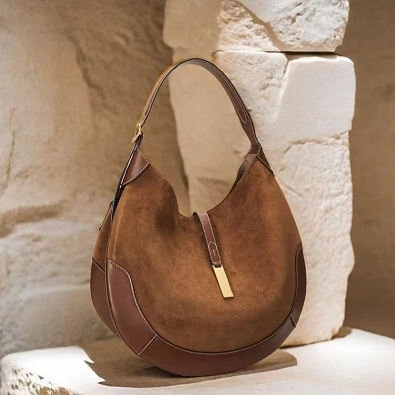 Suede Vintage Hobo Shoulder Bag - Large Capacity Underarm Tote | OWNLUXE