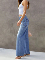 Load image into Gallery viewer, Women's Light Blue Wide Leg Jeans - Straight Leg Denim Pants

