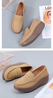 Women's Suede Platform Loafers - Slip-on Flats | OWNLUXE