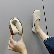 Women's Round Toe Leather Plus-Size Sneakers – Shop at OWNLUXE