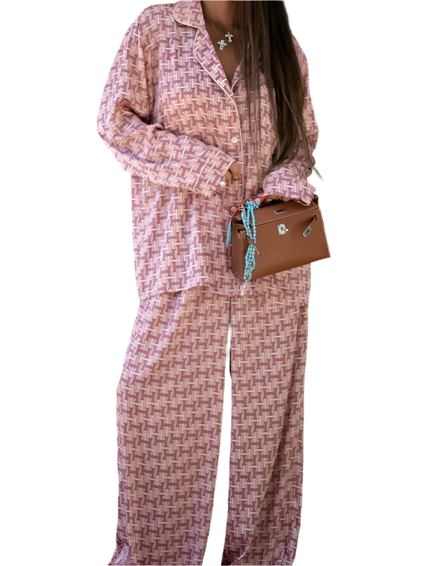 🌸 Printed Two-Piece Set for Women – Loose Blouse &amp; Wide-Leg Pants | 🌸 Ensemble 2 pièces imprimé pour femme – Blouse ample et pantalon large