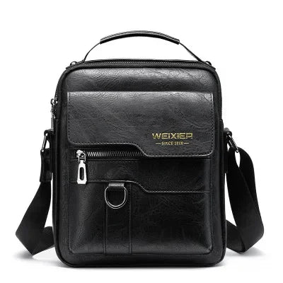 Unisex PU Leather Messenger Bag – Business Crossbody with Laptop Compartment
