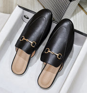 Women’s Chain Detail Flat Mules – Closed Toe Slides