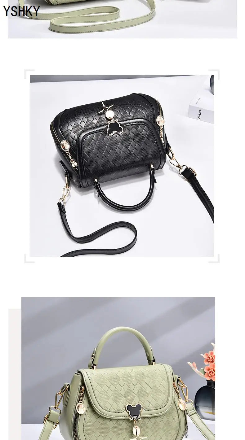 Genuine Leather Tote Bag - Bow Detail Bucket Bag