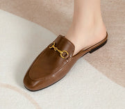 Women’s Chain Detail Flat Mules – Closed Toe Slides