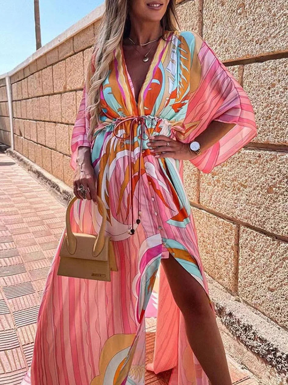 Women Swimsuit Cover Up Sleeve Kaftan Beach Tunic Dress Robe De Plage Solid White Cotton Pareo  High Collar Beachwear
