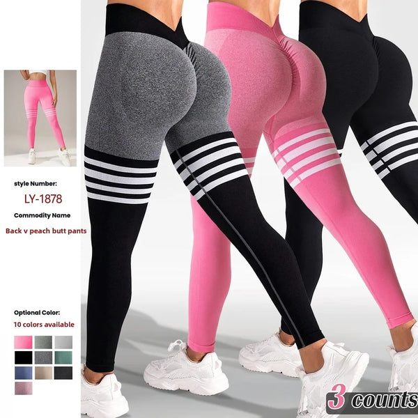 Women's High Waist Seamless Striped Leggings | OWNLUXE