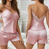 Two-Piece Backless Satin Pajama Set | OWNLUXE