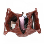 Vintage PU Leather Shoulder Bag – Structured Bucket Design