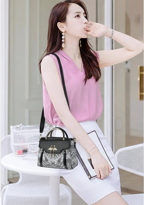Women's Luxury Designer PU Leather Shoulder Bag - Casual Tote with Bow Decoration
