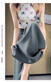 Women's High Waist Wide Leg Suit Pants - Straight Cut Floor Length Trousers
