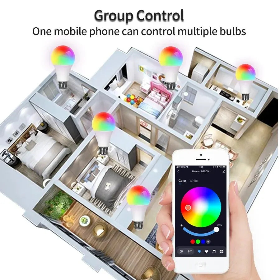 Smart LED Light Bulb – App Controlled | Color-Changing, Dimmable, WiFi Bluetooth Bulb