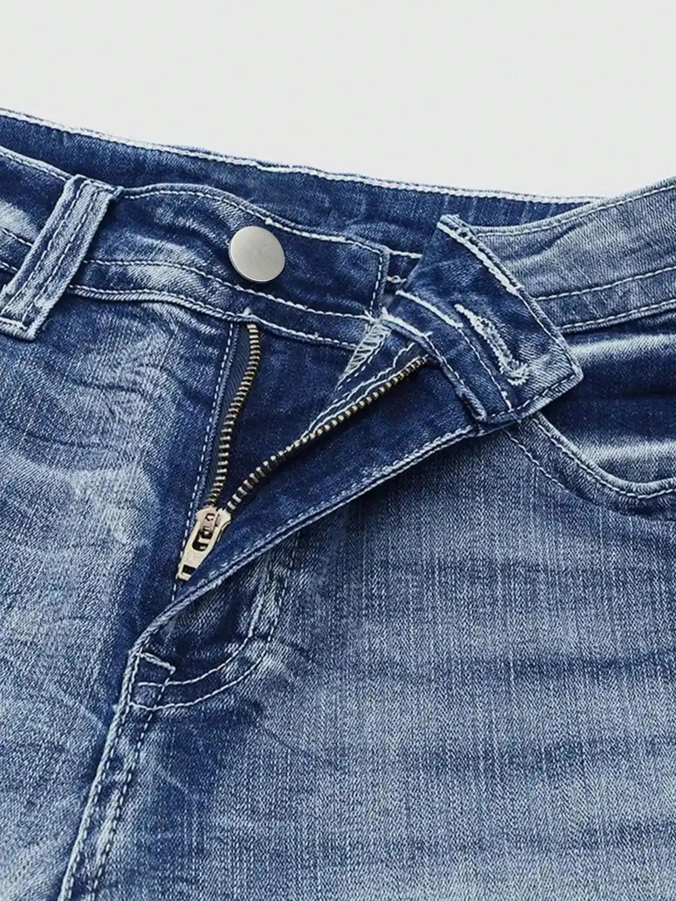 Women's Casual Button Pocket Jeans - Straight Leg Denim Pants
