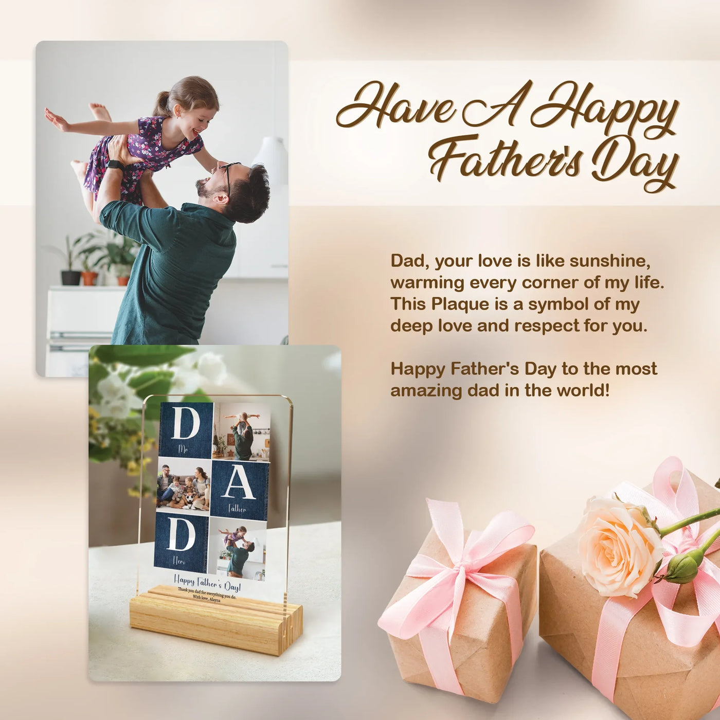 Father’s Day Acrylic Photo Frame – Clear Modern Keepsake