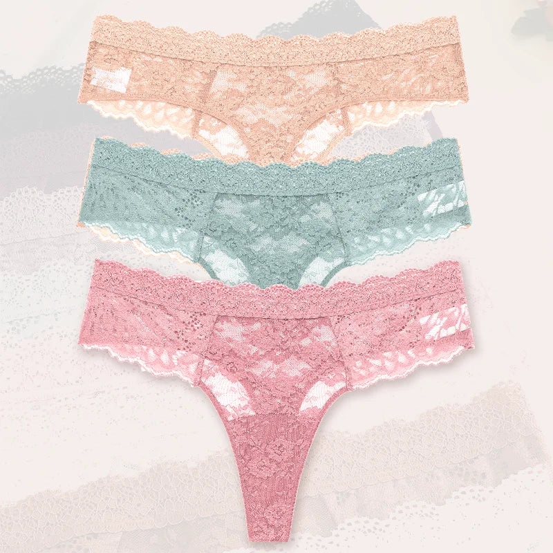 3-Piece Lace Thong Set | OWNLUXE