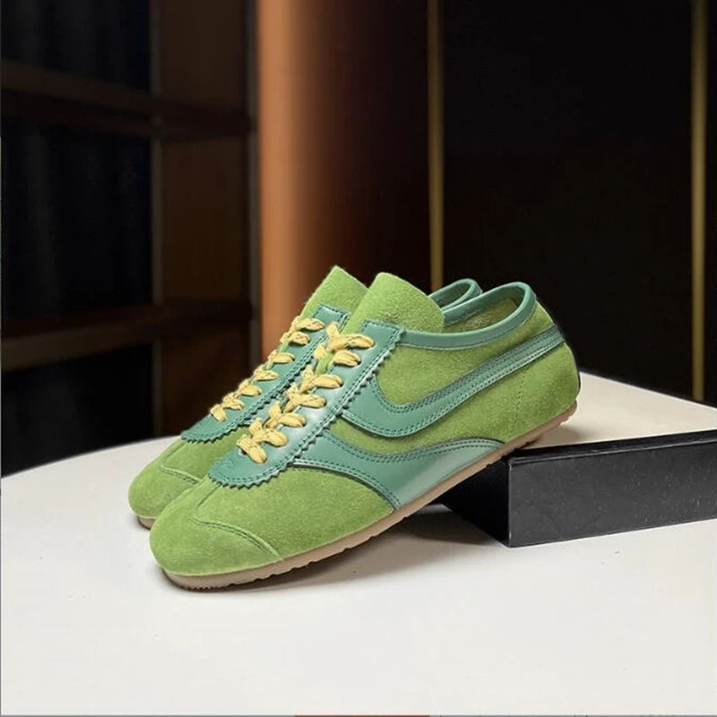 Women’s German-Inspired Leather Sneakers – Genuine Cowhide
