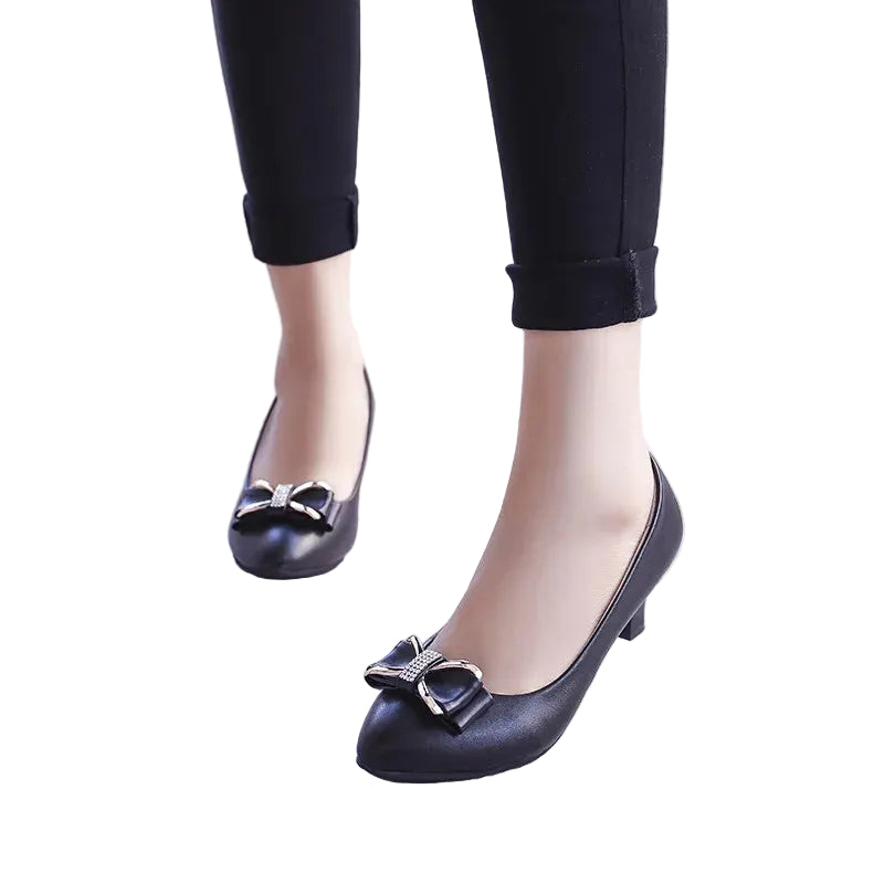 Women's Butterfly Knot Mid Heel Pumps | OWNLUXE
