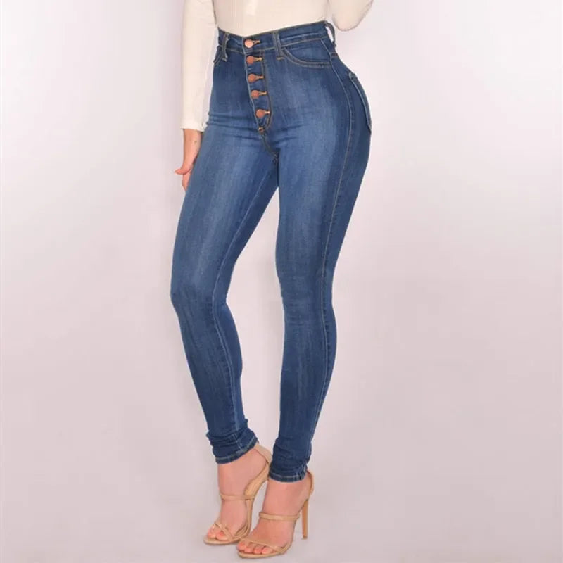 High-Waist Push-Up Jeans - Stretch Skinny Mom Jeans for Women