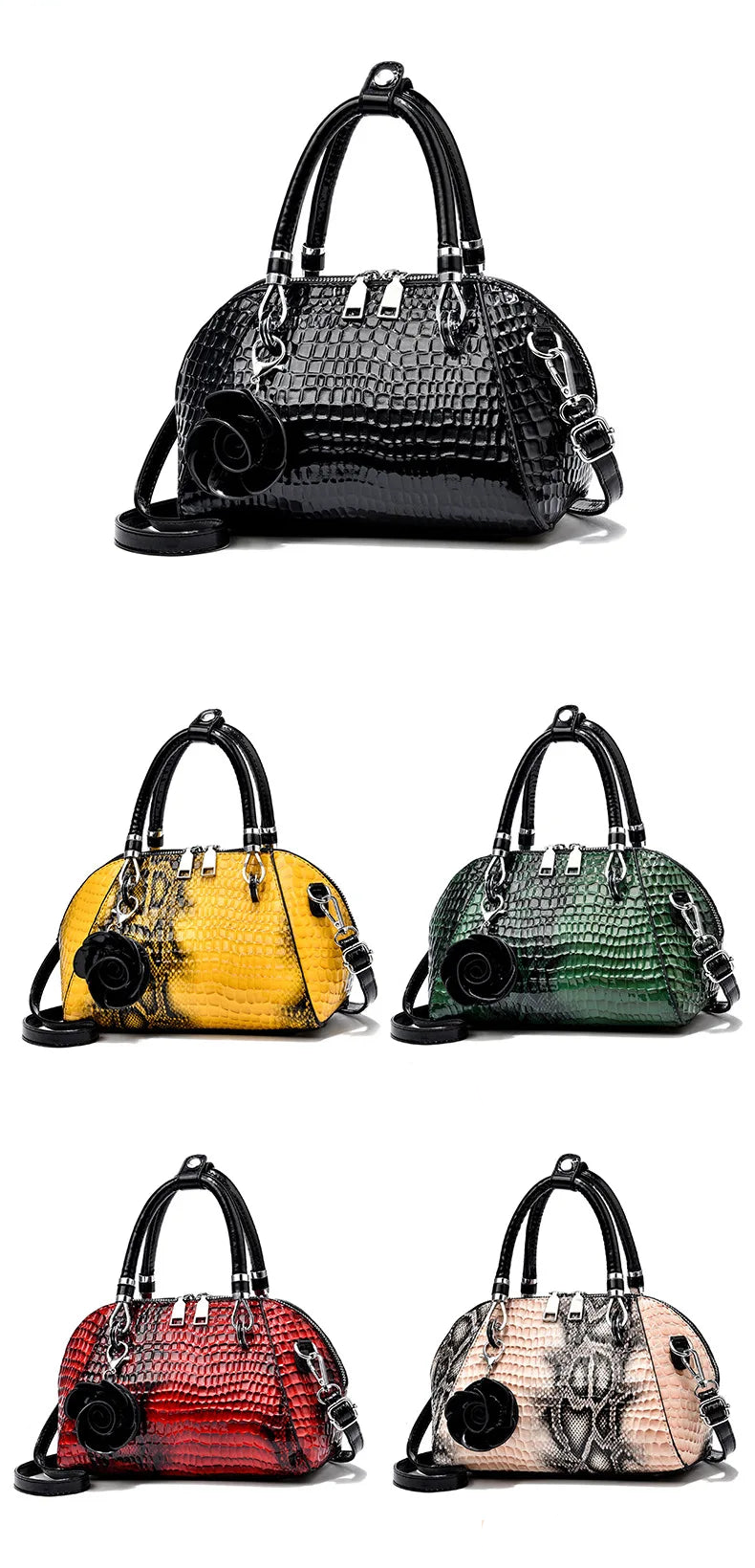 Yellow Crocodile Pattern Tote Bag - Small Shell Messenger