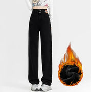 Winter Fleece-Lined Jeans - Thermal High Waist Denim Pants