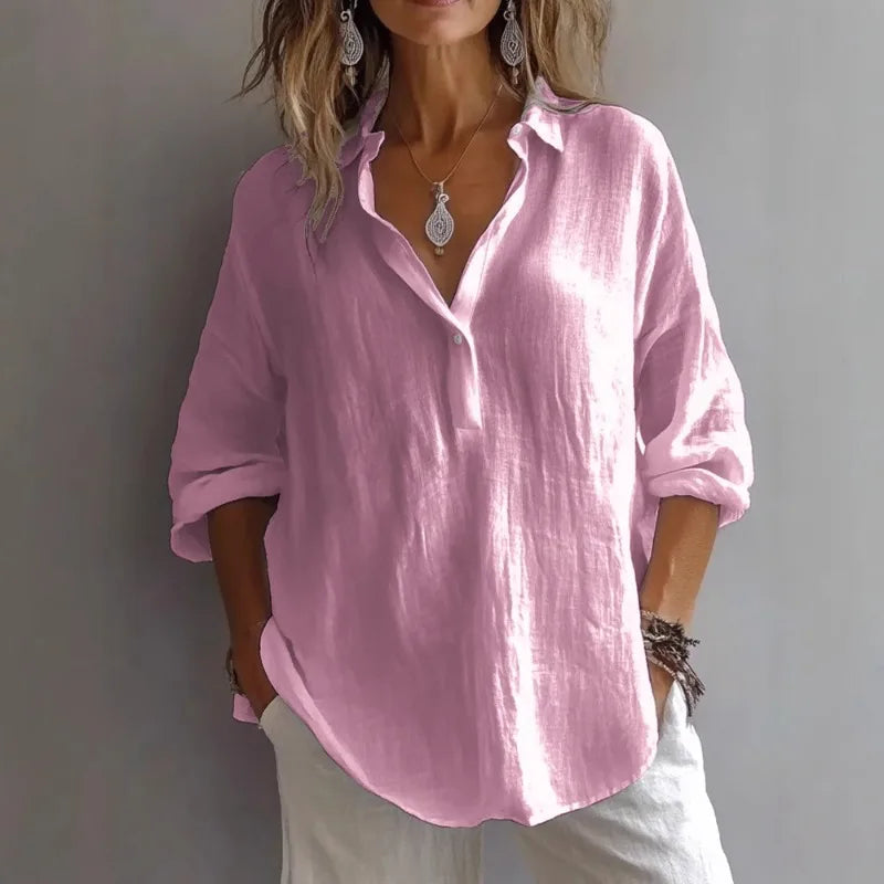 Women's Long Sleeve Breathable Cotton Top | OWNLUXE
