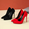 Big Size 35-45 Women's Shoes Concise Flock High Heels Pumps | OWNLUXE