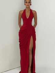 Women's Sleeveless Halter Maxi Dress | OWNLUXE