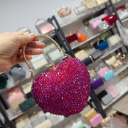 Luxury Diamond Inlay Heart Shape Crystal Clutch Purse | OWNLUXE