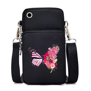 New Butterfly Mobile Phone Bag Women Messenger Bag Hanging Neck Purse Vertical Handbag Watercolor Butterfly Small Crossbody Bag