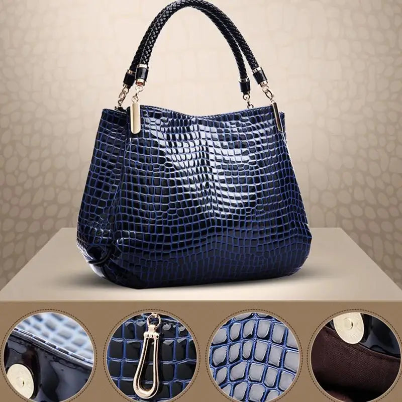 Snake Pattern Bucket Bag - Structured PU Leather Shoulder Bag