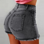 Load image into Gallery viewer, High-Waisted Patchwork Denim Shorts – Casual Summer Essential
