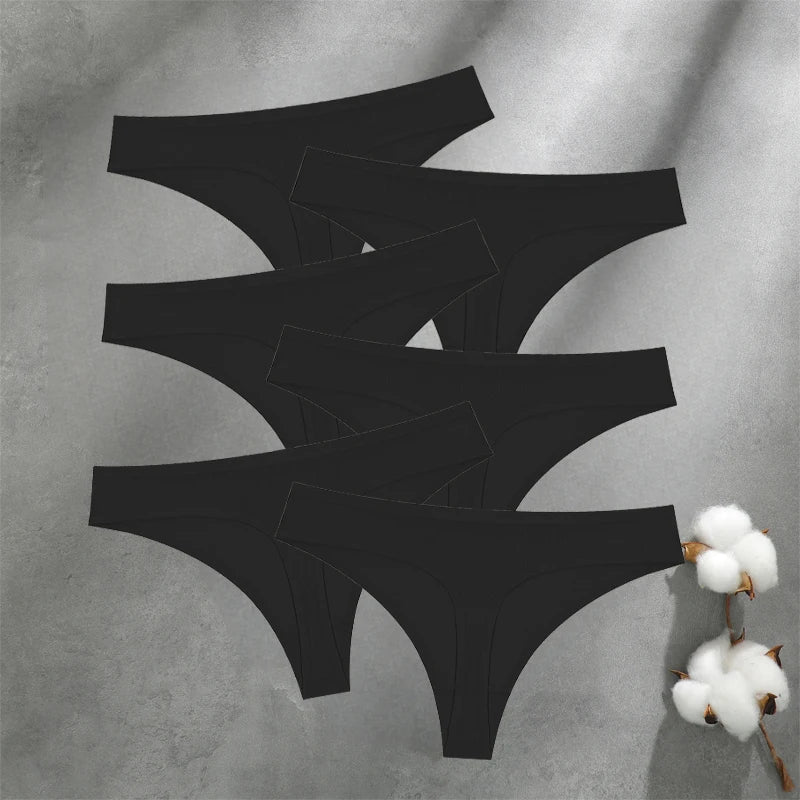 Women's Seamless Cotton Thongs 6-Pack | Low-Rise G-String | OWNLUXE