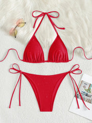 Shiny Halter Bikini Set | OWNLUXE
