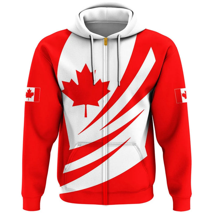 Canada Flag 3D Print Zip-Up Hoodie – Unisex Streetwear | OWNLUXE