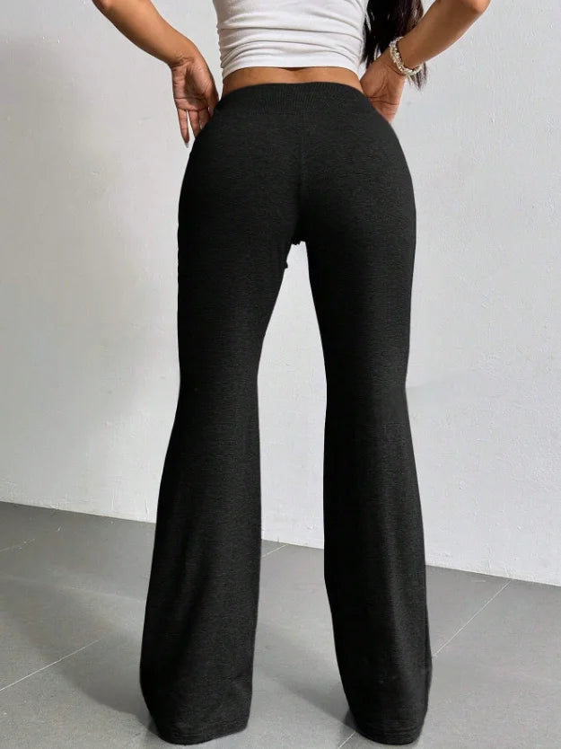 Women's Drawstring Bell-Bottom Pants - High Waist Flare Pants