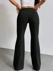 Women's Drawstring Bell-Bottom Pants - High Waist Flare Pants