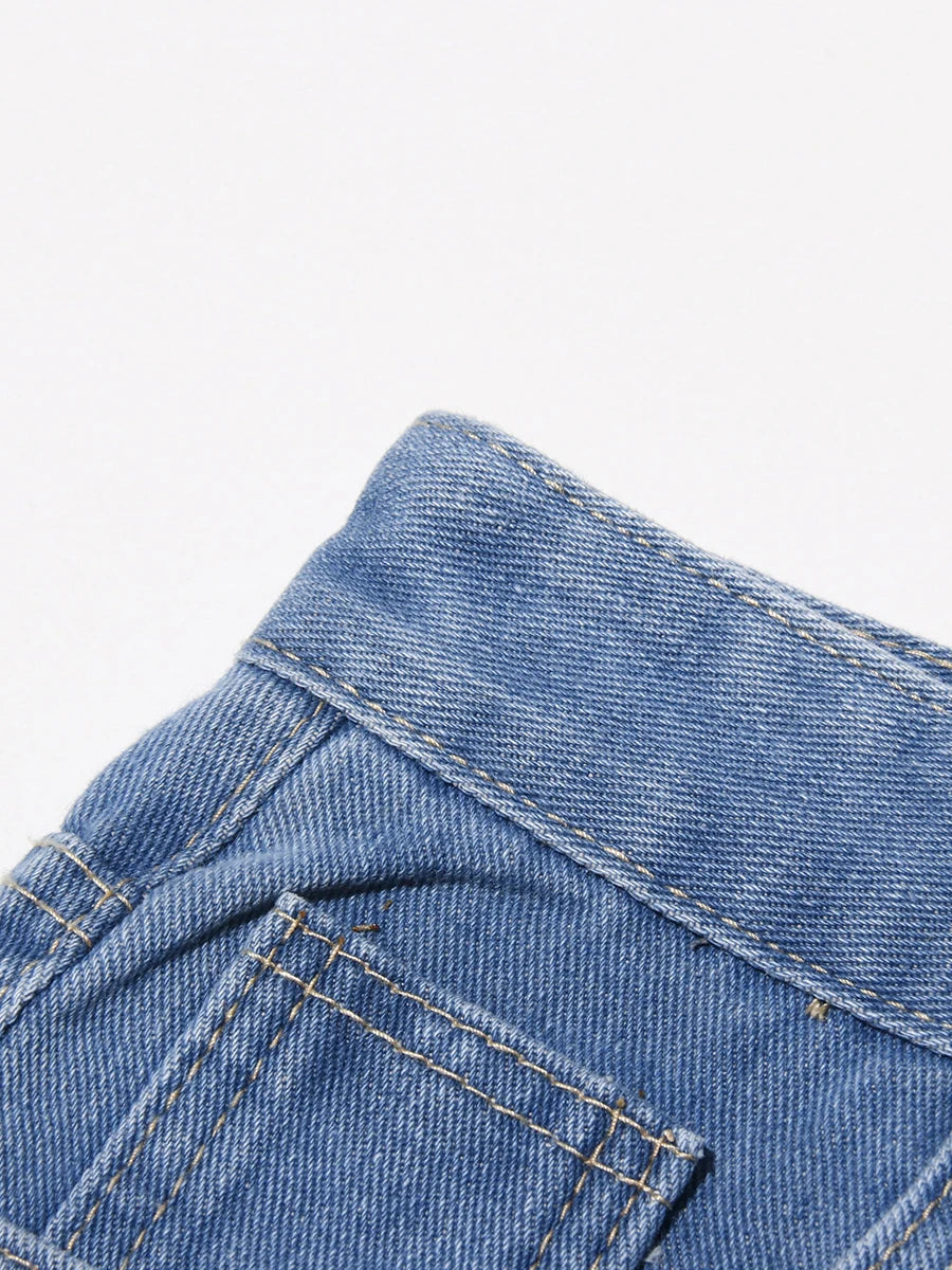 VGH Hollow Out Denim Pants - High Waist Slimming Trousers